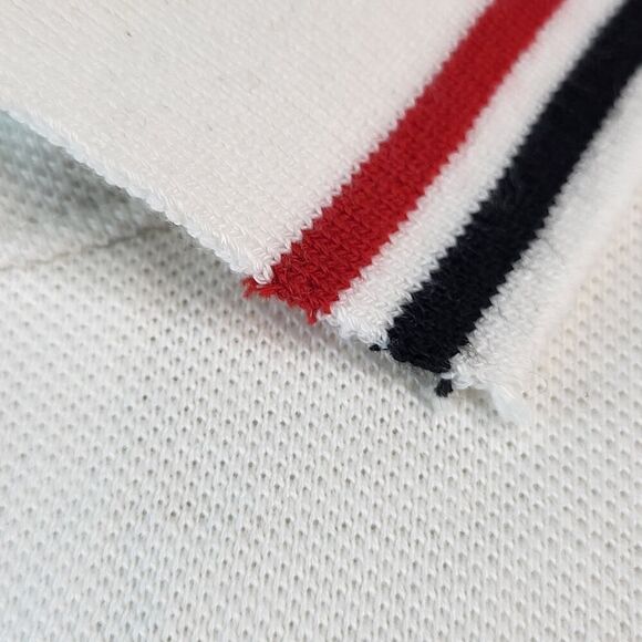 NEW POL Woman's Small White Cotton Short Sleeve Polo Shirt Red Black Stripe Trim - Picture 15 of 15